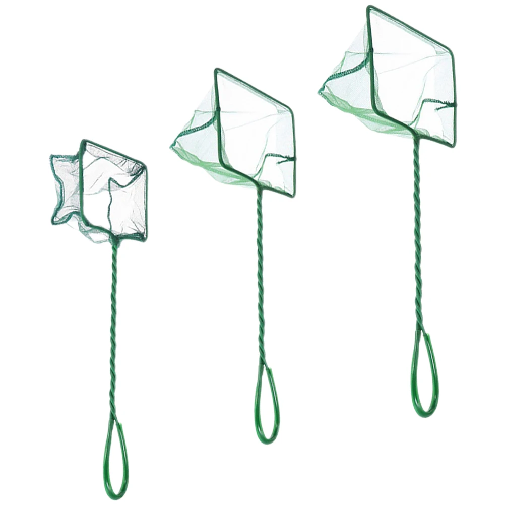 

3pcs Fish Net For Aquarium Small Fish Tank Cleaning Tool Handheld Landing Net Durable Nylon Iron Mesh Portable Fishing Gear