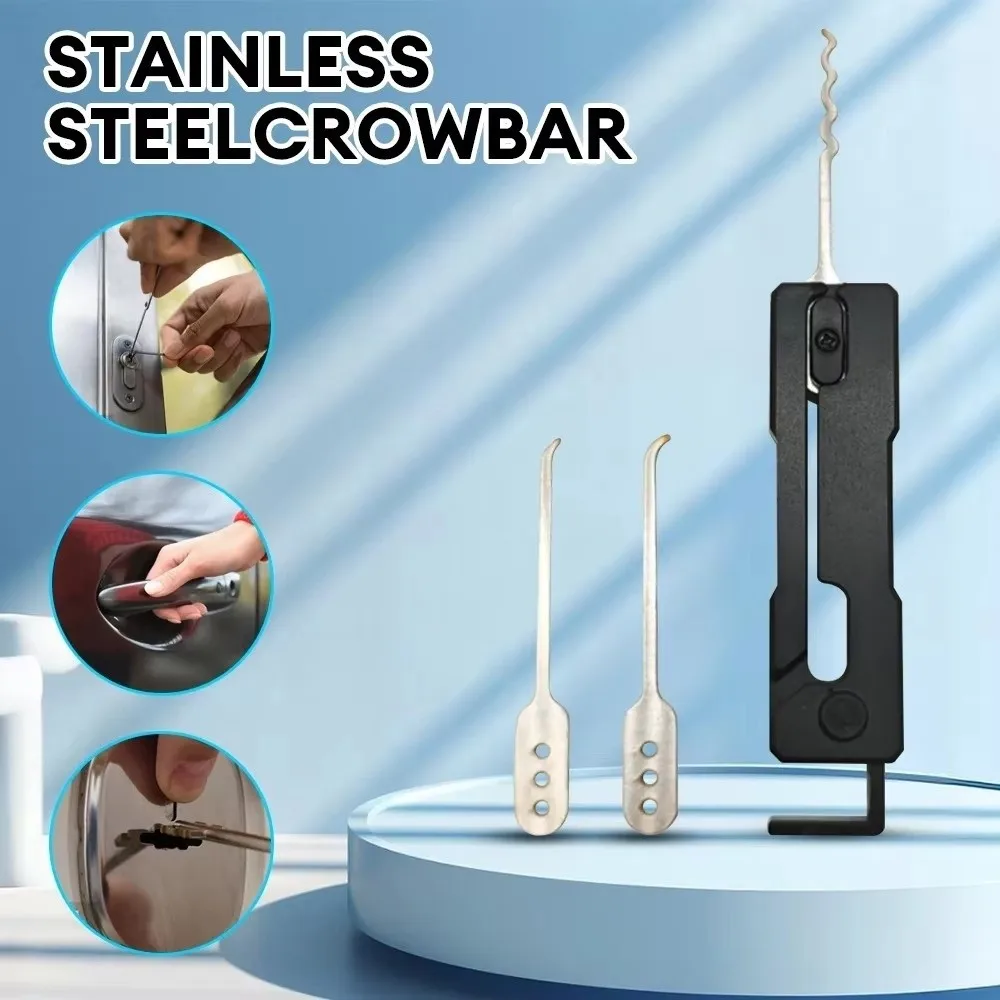 Stainless Steel Lock Pick Tool Black Plastic Handle Lightweight Tension Wrench Quick Flip Mechanism Ergonomic Grip