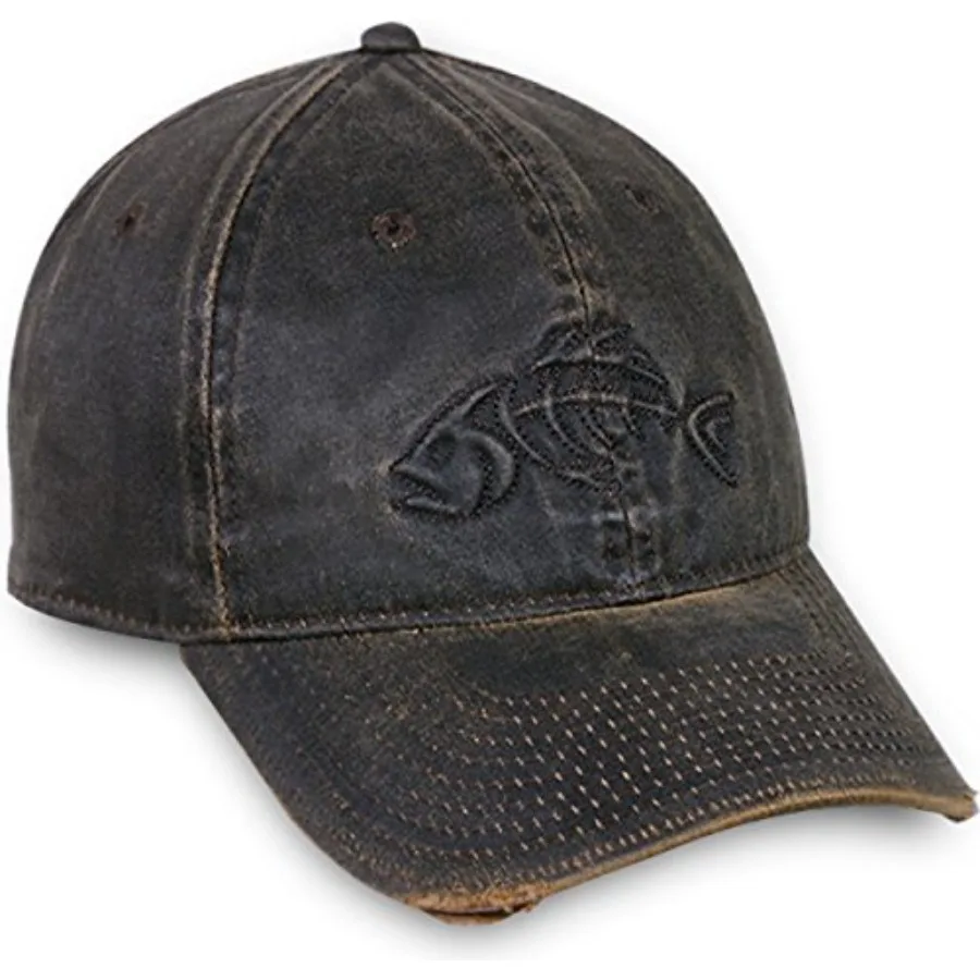 قبعة خارجية قابلة للتعديل لصيد الأسماك والمشي لمسافات طويلة من القطن باللون البني الداكن مع تصميم متين لسمكة العظام لـ AllDa المريحة