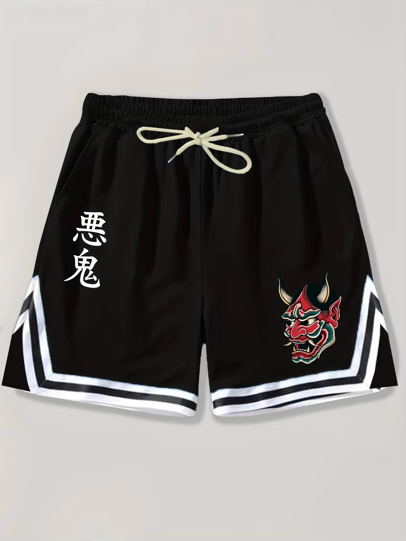 

Demon Print Pattern Trendy Casual Style Short Pants Fashion Brand Summer Cool Loose Fit Vacation Men's Fitness Basketball Shorts