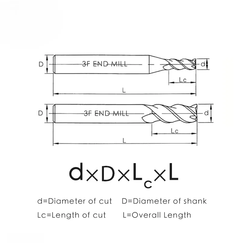 WOY 3 Flauto Fresa In Metallo Duro Tungsteno EndMill Strumento CNC Da 1 a 20mm HRC55 per Alluminio Fibra di vetro Acrilico Legno Rame Plastica