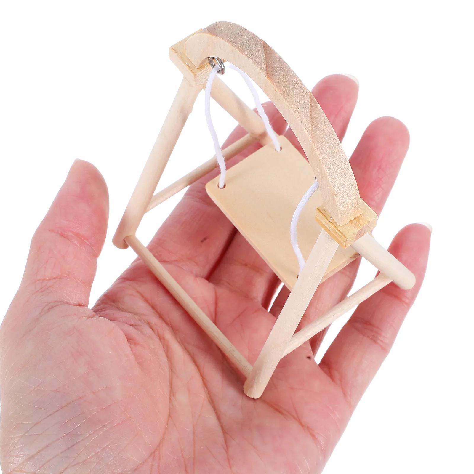 

Miniature Dollhouse Wooden Swing Compact Size Courtyard Decoration for DIY Craft Home Ornament Micro Landscape Accessory