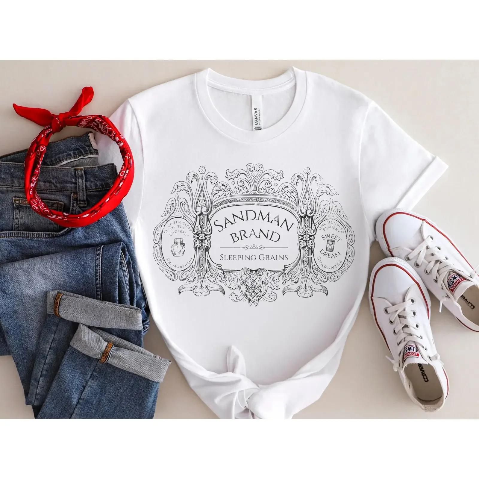 Vintage Sandman Brand Sleeping Grains T Shirt Inspired Morpheus Neil Gaiman Casual vintage Washed Soft designer clothes Unisex
