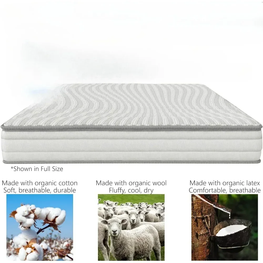 Toxin-Free, Made in The with Organic Cotton, Wool, Latex & Pocketed Coils (Mattress-in-a-Box); Perfect for bunk beds