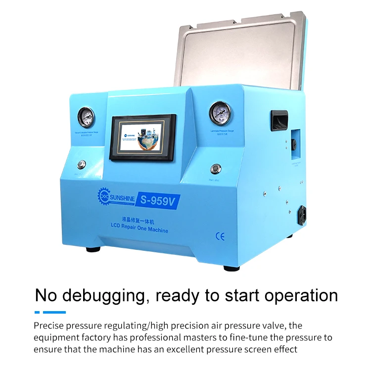 SUNSHINE S-959V All In One LCD Lamination Defoaming Machine For Max 12.9 inches Screen Repair Built-in Pump And Air Compressor