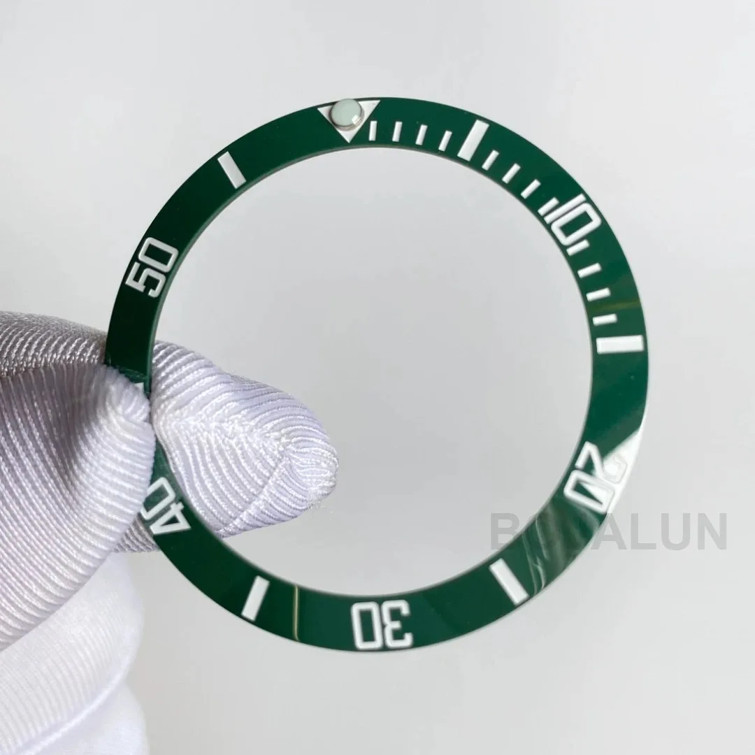 Watch Accessories 38mm strong luminous ceramic ring blue-green night light aperture substitute black green water ghost scale c