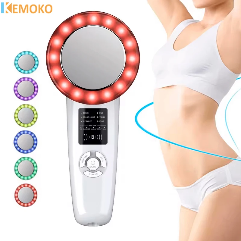 6 In 1 Ultrasound Cavitation Body Slimming Massager Galvanic Ultrasound Body Shape Massage LED Infrared Therapy Facial Care Tool