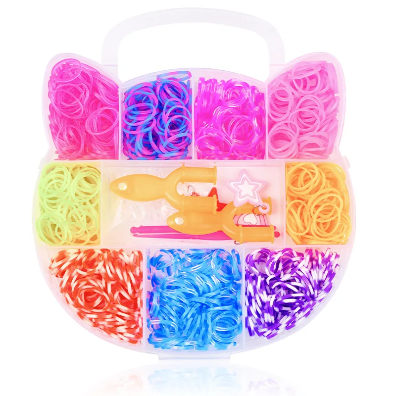 600pcs Rubber Bands Creative Colorful Loom Band Set Rainbow Bracelet Making Kit DIY Woven Bracelets Craft Toys For Girls Gifts