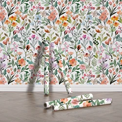 Waterproof Pink Floral PVC Wallpaper Elegant Peel And Stick Vinyl Flower Wallpaper Leaf Cabinet Sticker Living Room Decor