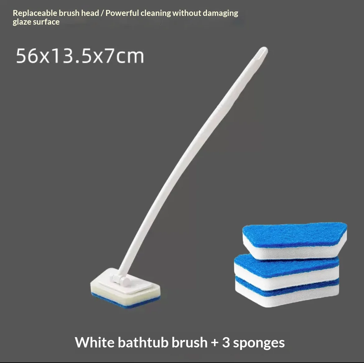 Replaceable Head Long Handle Sponge Cleaner, Multipurpose Brush for Bathroom Bathtub Tile Window Glass Home Daily Cleaning image 5
