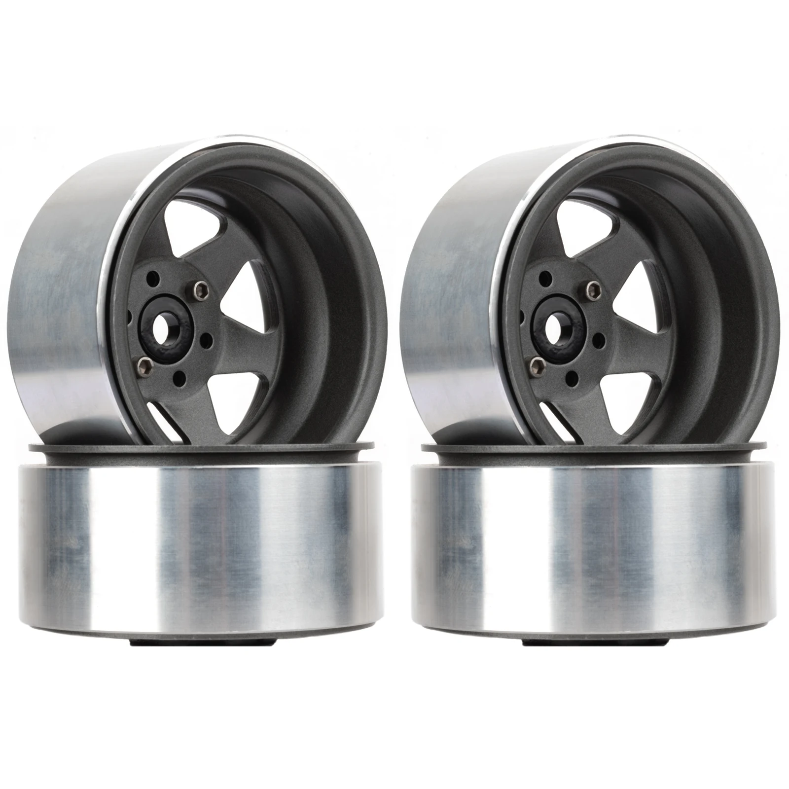 RCXAZ CNC طبق عميق سلبي إزاحة معدنية 1.9 "Beadlock عجلة حافة محور ل 1/10 RC الزاحف سيارة TRX4 محوري SCX10 90046