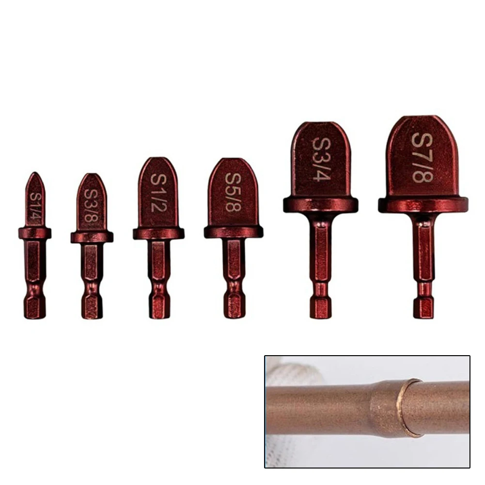6 pc Tube Expander Set Red for For IMPERIAL Flaring Tool For Copper Pipe Expansion 1/4 3/8 1/2 5/8 3/4 7/8 Inch Hex Shank Design