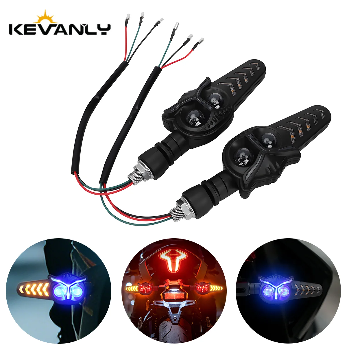 Universal Motorcycle Owl Style Front Rear Blinker Turn Signal for Motorcycle Dual Color Indicator 12V Driving Turning 1 Pair