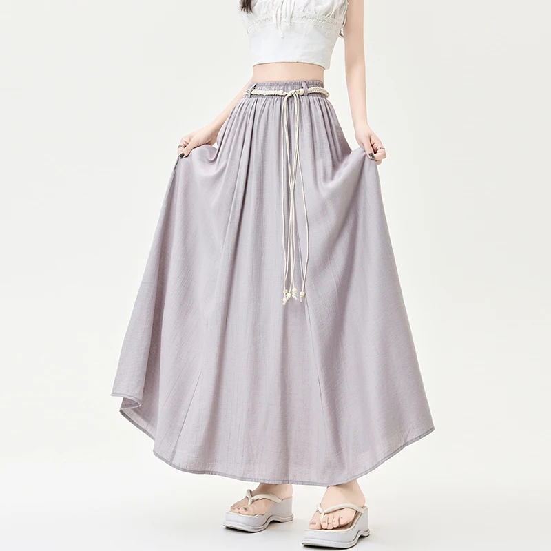 

Корейские элегантные длинные юбки для женщин, летние простые плиссированные юбки с высокой талией, новая мода, свободные черные, белые юбки трапециевидной формы