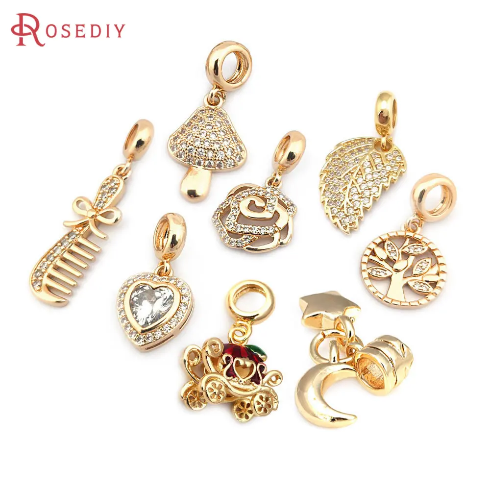 18K Gold Color Large Hole Beads Bracelets Charms Pendants High Quality Diy Jewelry Accessories Rosediy official-website