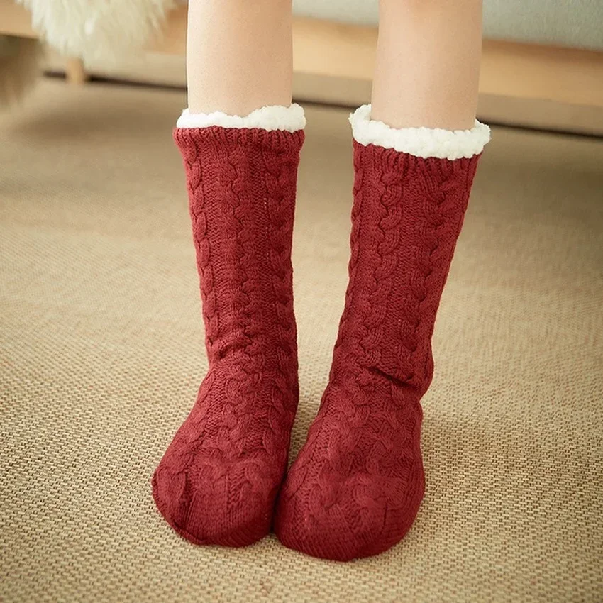 Womens Fuzzy Sock fluffy Hemp Soft Female Shoes Home Indoor winter Warm Plush Non slip Grip Thermal Thick Slipper Floor Socks