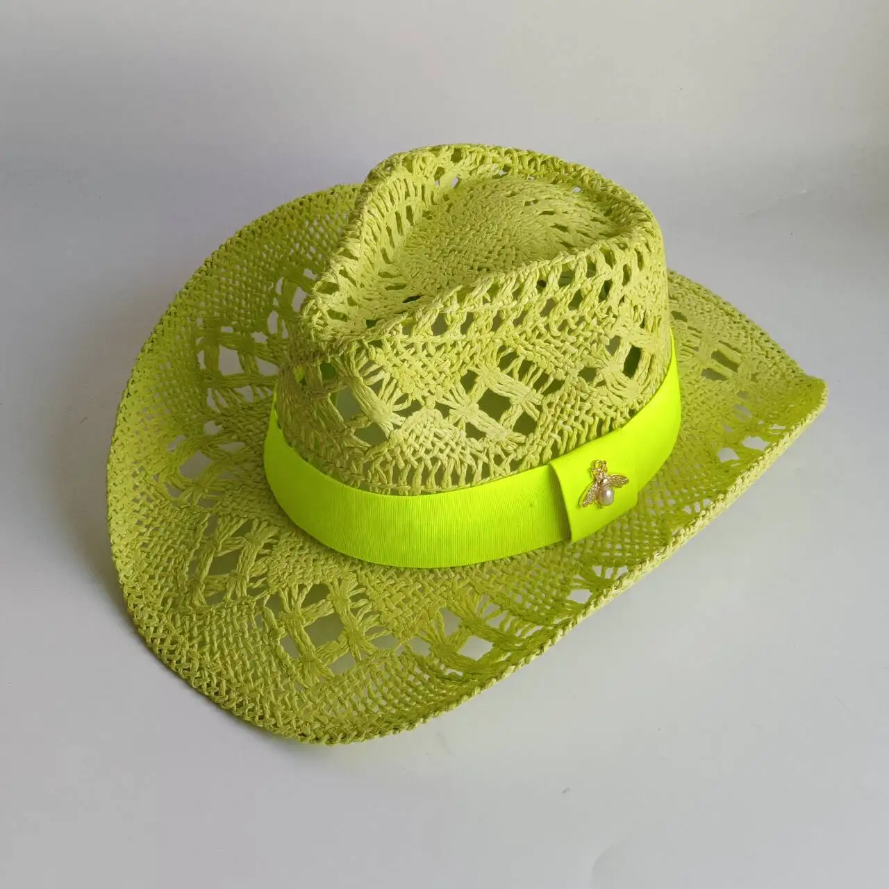 Stroh Cowboyhut rot hand gewebte hohle Malan Blume Männer und Frauen Sommers onnenhut westlichen Cowboyhut Sombrero Vaquero Mujer – Detail 7