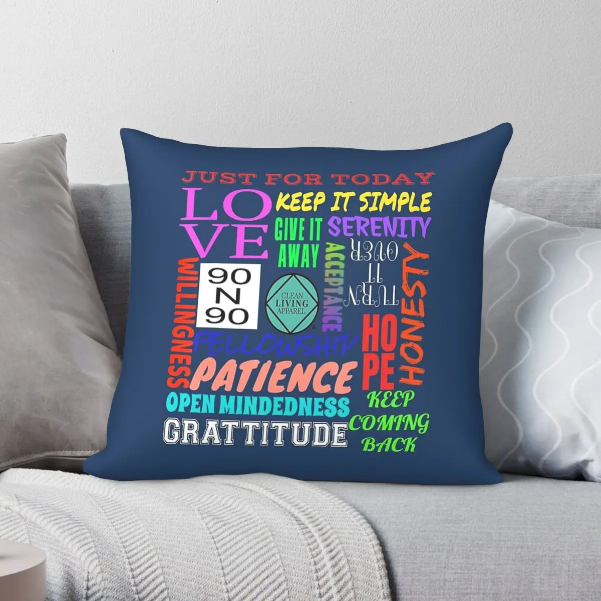 Spiritual Principles Narcotics Anonymous Square Pillowcase Polyester Linen Velvet Printed Zip Decor Pillow Sofa Cushion Cover