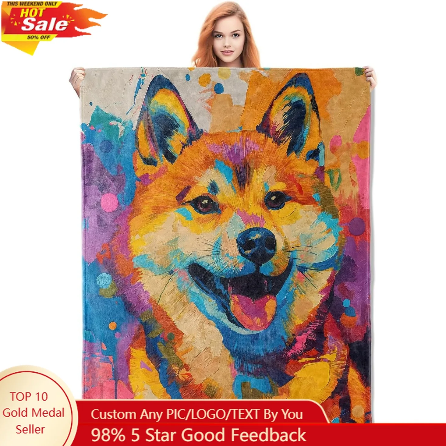 

Colorful Shiba Inu Blanket Gifts Adults Kids Lovers Soft Warm Lightweight Cozy Cute Japanese Dog Throw Blankets Custom blankets