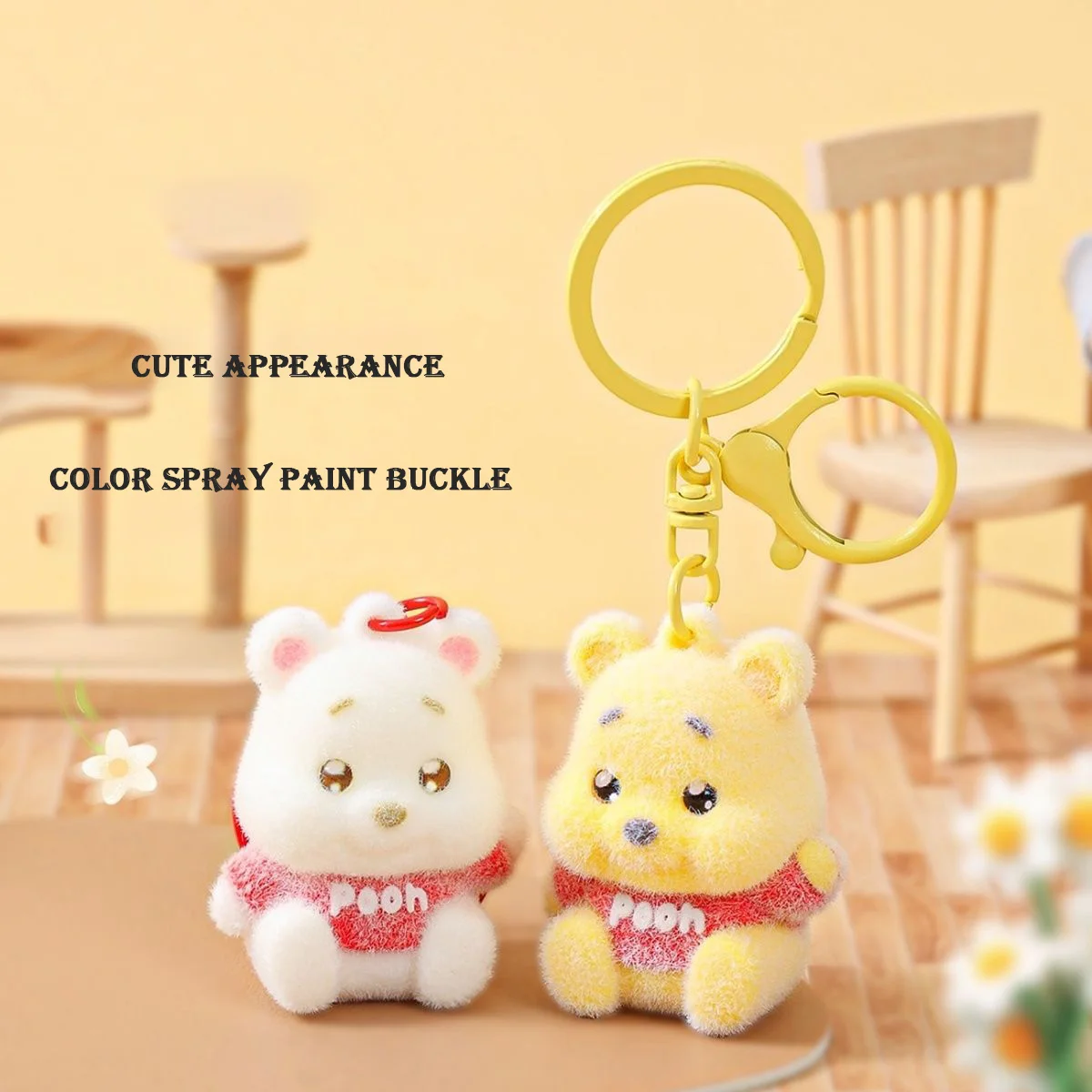 Winnie The Pooh Flocked Plush Keychain With Soft Velvet Finish For Couples And Best Gift Idea