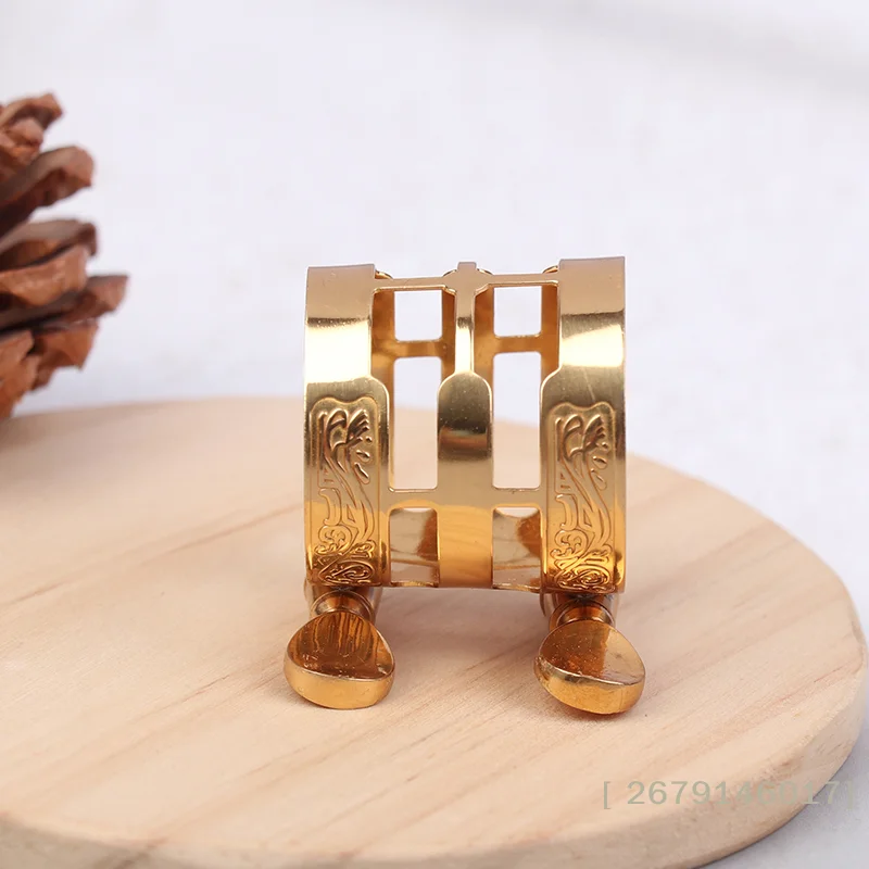 【YY26】Double Screw Adjustment Saxophone Ligature Gold Color Copper Compact Durable For Alto Sax Saxophone Ligature Fastener