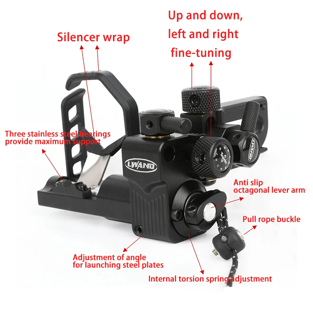 Archery Arrow Rest 6061-T6 Aluminum Alloy Horizontal and vertical adjustable Right Hand Interchangeable Y-Fork for Compound Bow view 2