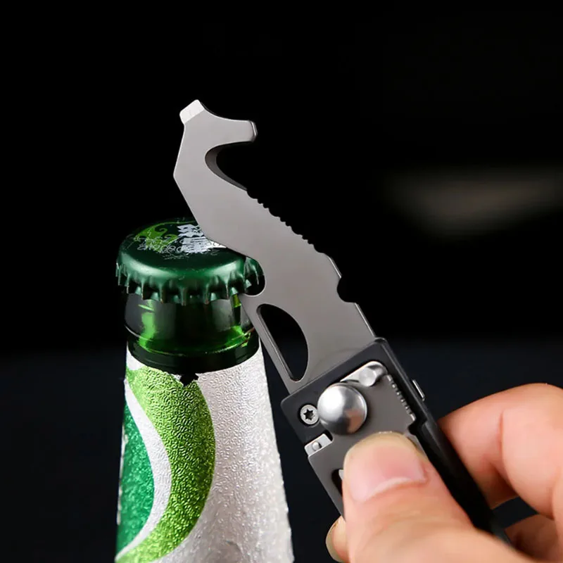 New Keychain Stainless Steel Folding Knife Multi-function Tool Personality Creative Mini Bottle Opener Rope Cutter Screwdriver