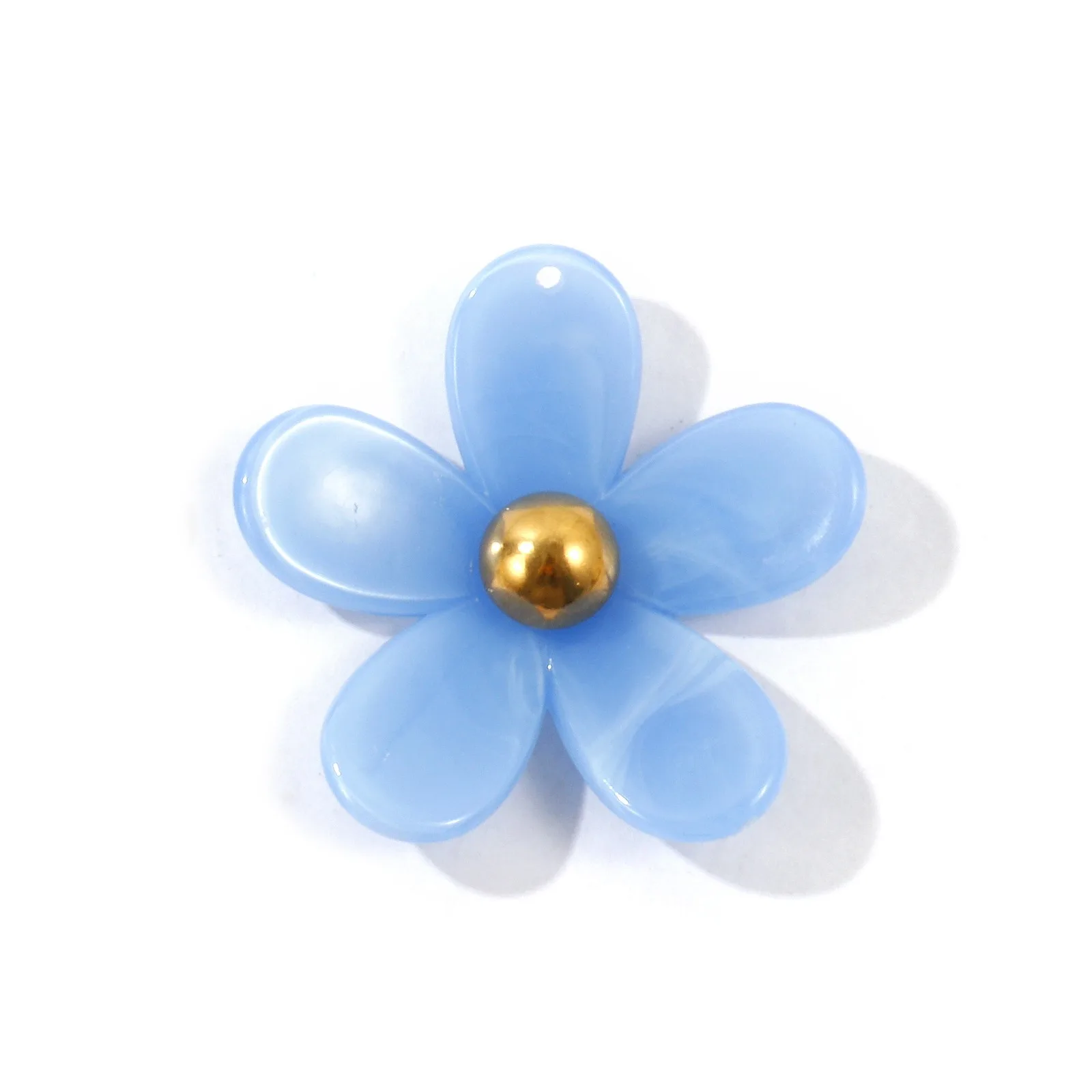 1 Stück Mehrfarbige Harz-Blumenanhänger, 18K vergoldeter 304 Edelstahl-Anhänger für DIY-Halsketten, Ohrringe, Schmuck, 4cm x 3,9cm – Detail 5
