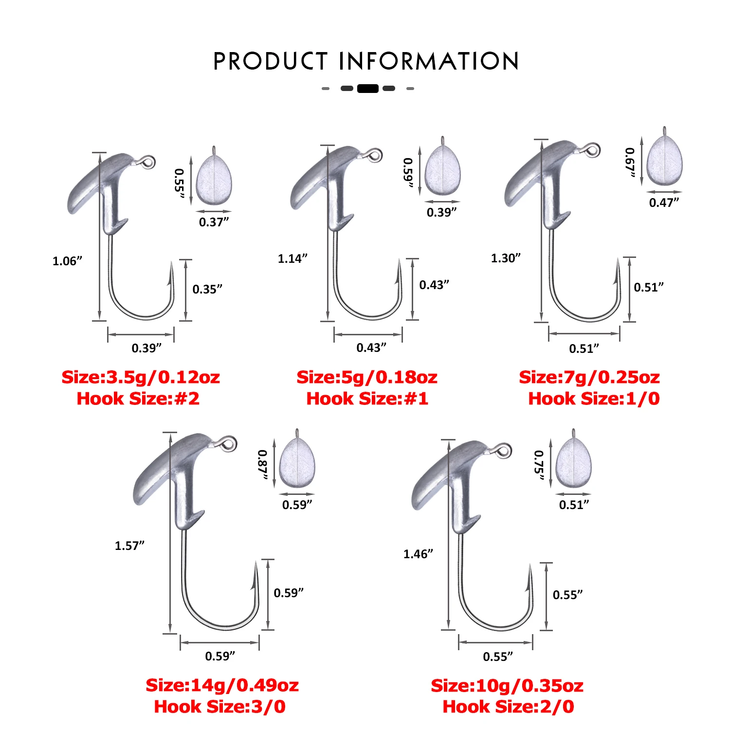 Goture Stand Up Jig Head Hook Tumbler Fishing Hooks,3.5g 5g 7g 10g 14g Lead Head Fishhook for Fishing Trout Salmon Bass+Lure Box