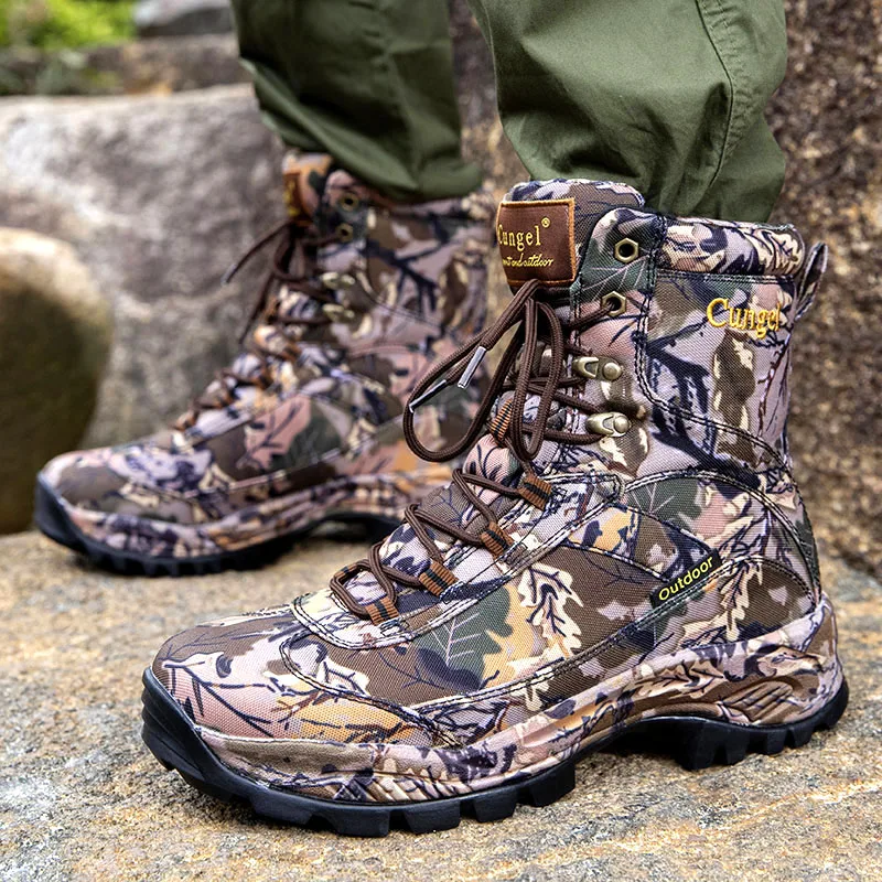 CUNGEL-Botas de caza para hombre, zapatos de senderismo para caminar al aire libre, botas deportivas de montaña, zapatillas de escalada, botas de