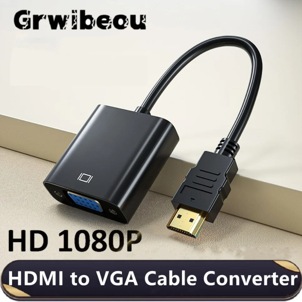 Adaptador HDMI compatible con VGA HD 1080P, Cable convertidor macho a VGA hembra para PC, portátil, TV Box, proyector, HDTV