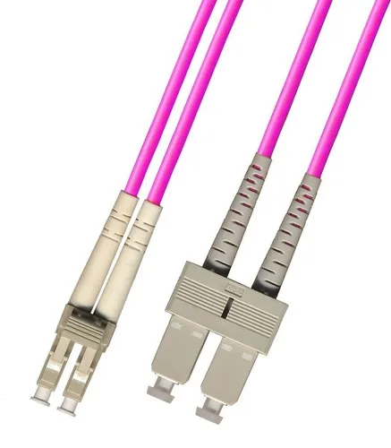 Duplex OM4 Multimode LC UPC to SC UPC Optical Patch Cord LSZH For 40G Ethernet