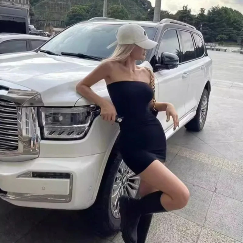 Vestido sem alças hip abraçando saia camada base sexy sem alças picante menina temperamento vestido saia infantil 2025