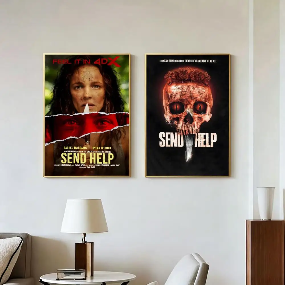 Movie Art Send Help Poster Peel And Stick Wall Art Self Adhesive PP Waterproof Wall Decor Living Room Bedroom Gift