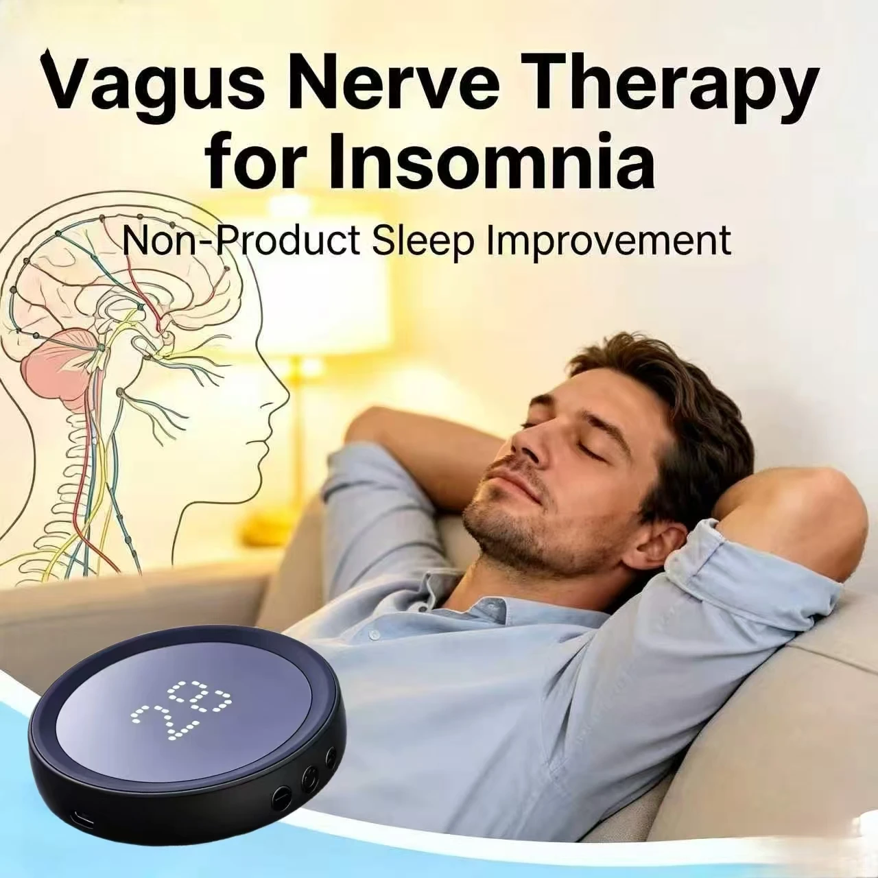Insomnia Relief EMS Ear Clip Sleep Aid Device Help Fall Asleep Fast Anxiety Relaxation Home Travel