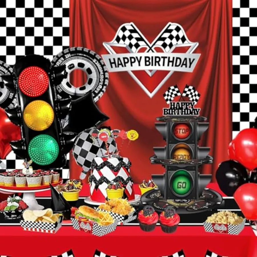 Ballons de signalisation pour voiture de course, 2 pièces, décoration de fête d'anniversaire, ballons de circulation, véhicule de construction, fournitures de fête d'anniversaire T