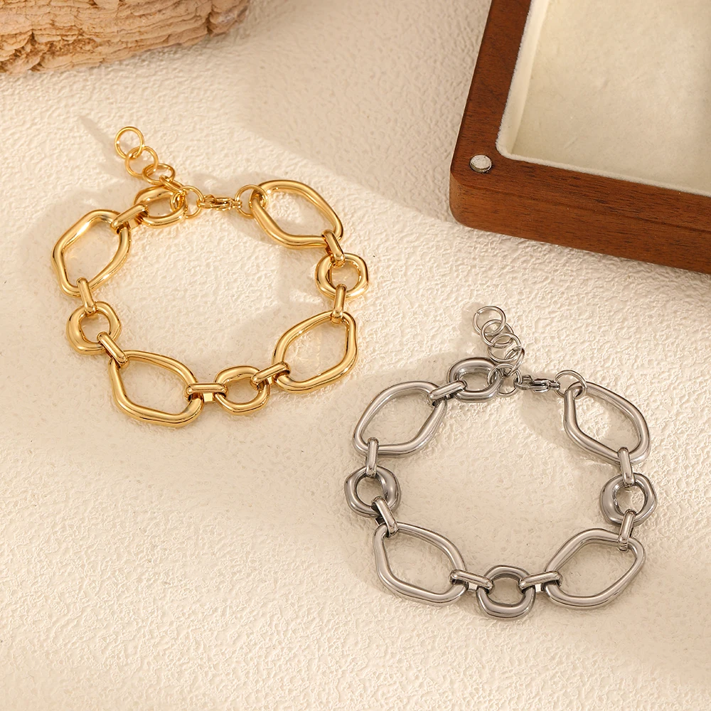 Geometrisches Design Edelstahl Unregelmäßiges Spiralarmband 18K Vergoldet Wasserdichter Schmuck Geschenke – Detail 4