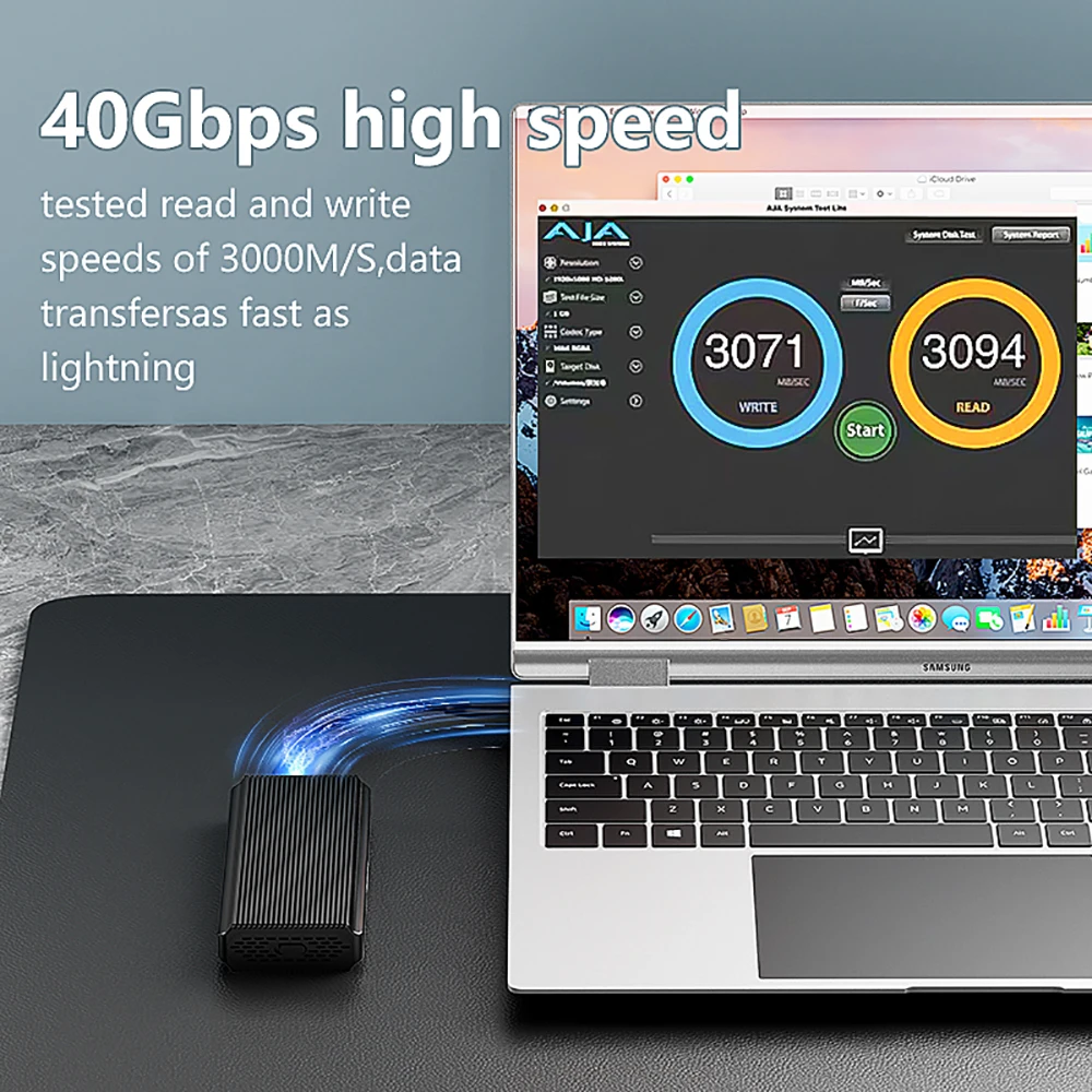 Kebidumei 40Gbps M2 NVMe SSD Enclosure USB4 Thunderbolt 3 4 PCIe Case Aluminum External Solid State Drive Adapter With Turbo Fan