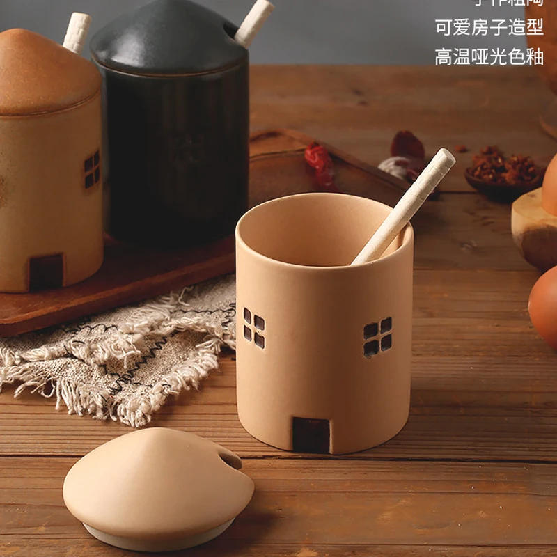Retro High Value Kitchen Seasoning Jar Storage Box Aniseed Household Salt Jar Ceramic Japanese Seasoning Bottle Kitchen Tools
