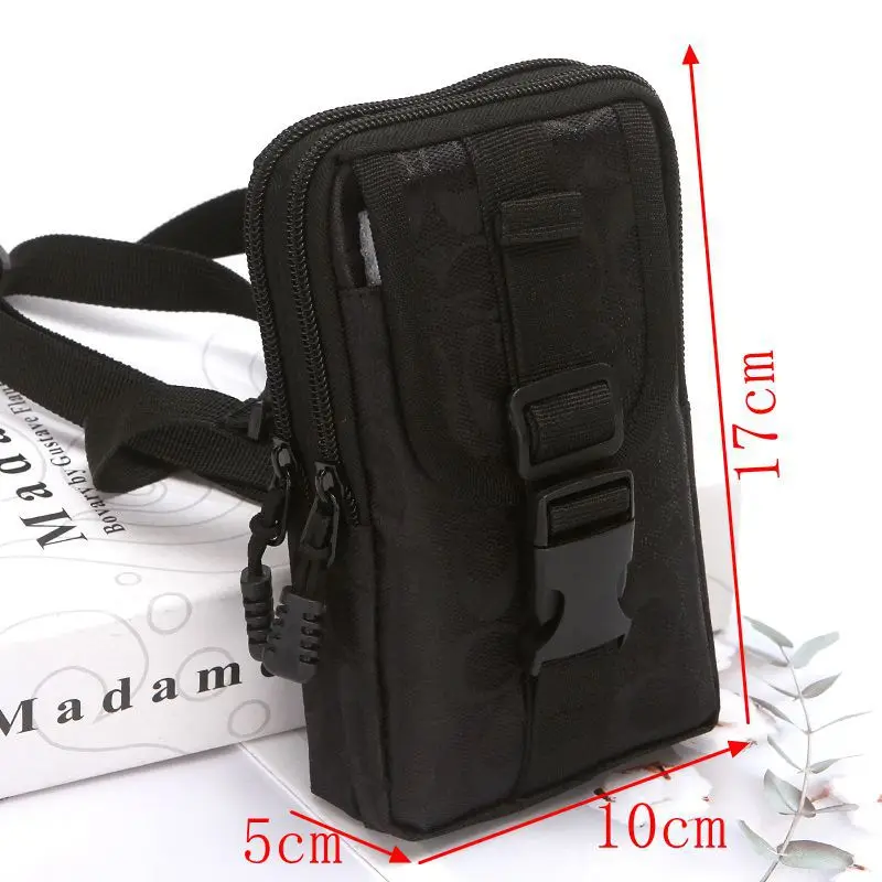 New Wallet Men's 6.5 "Mobile Phone Double zipper bag Fanny Pack Oxford cloth single shoulder crossbody bag wear belt Fanny pack