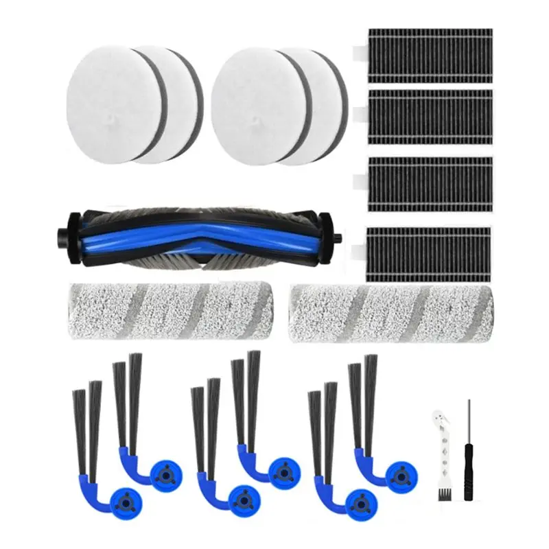 【人気商品】19個入り-メインサイドブラシローラー-モップ-ダストバッグフィルター-ecovacs-deebot-x11-omnicyclone-ロボット掃除機用アタッチメント