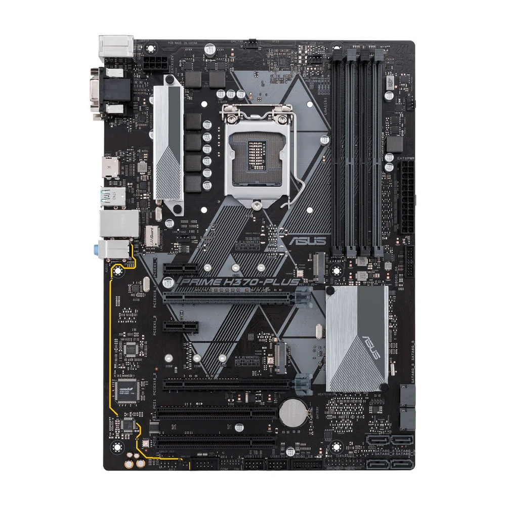 Used Motherboard, ASUS PRIME H370-PLUS, H370 Chipset, LGA 1151 Socket for 8th 9th Gen Core Processors, ATX Form Factor, 4x DDR4