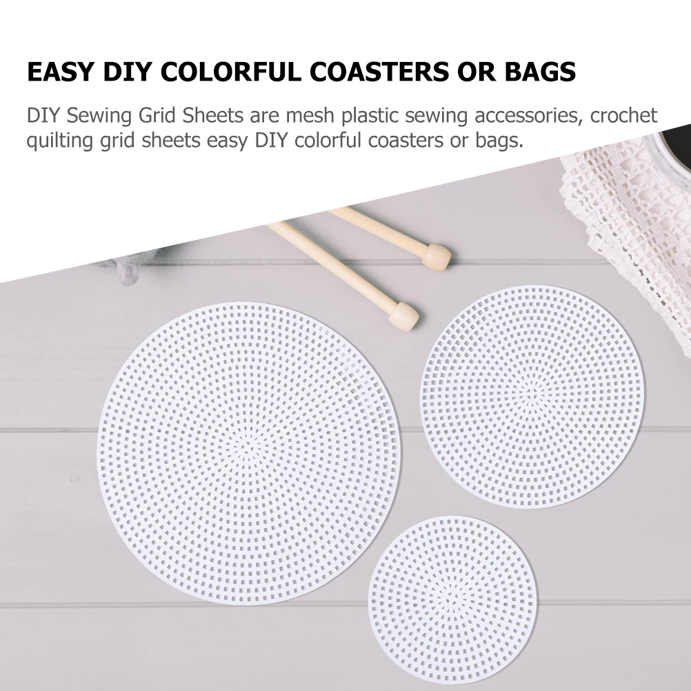 

15pcs Round Braided Bottom Lining Embroidery Mat Plastic Canvas Crochet Mesh Sheets 5x77mm 5x115mm 5x147mm Portable Sewing