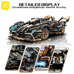 V12 Black Gold Model Building Block Toy 981PCS Decoration Cyberpunk Sports 1:14 Racing Car Gift For Kids Adults Christmas Gifts