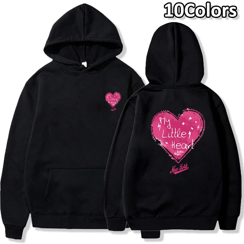 

Beautiful Pink Love Printed Hoodie Street Women's Sportswear Warm Hoodie Round Neck Loose Women's Clothing