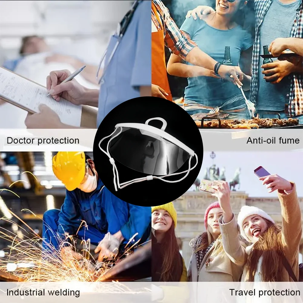 10/5/1x Plastic Clear Mask Shield Anti-Fog Reusable Restaurant Food Handlers Beauty Chef Waiter Protective Mask Open Face Guard