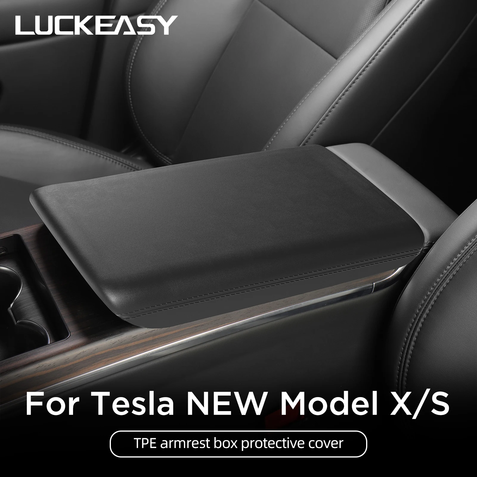 For Tesla Model X Center Console Armrest Box Protective Cover Model S Armrest TPE Protector Mat Cover 2023 2024 Car Accessories