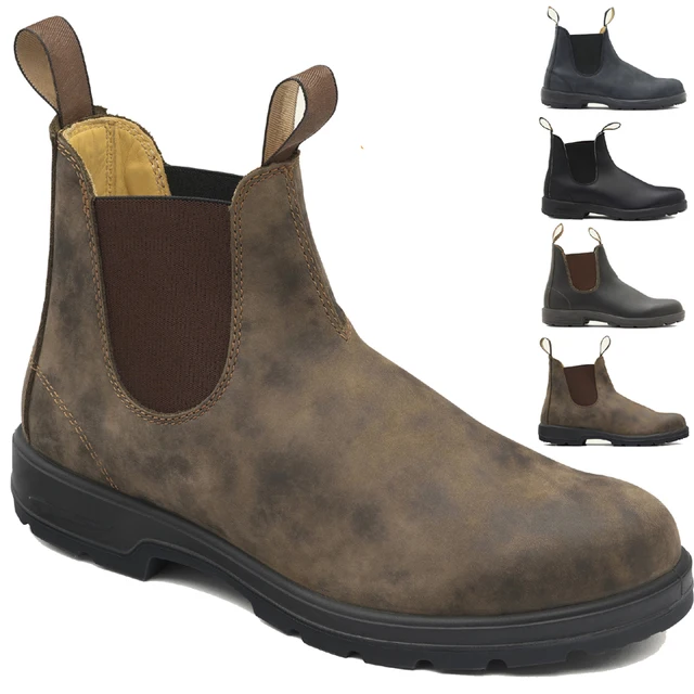 Męskie skórzane buty moda Chelsea Boots Retro pary botki mężczyźni botki Zapatos De Seguridad Hombre H982