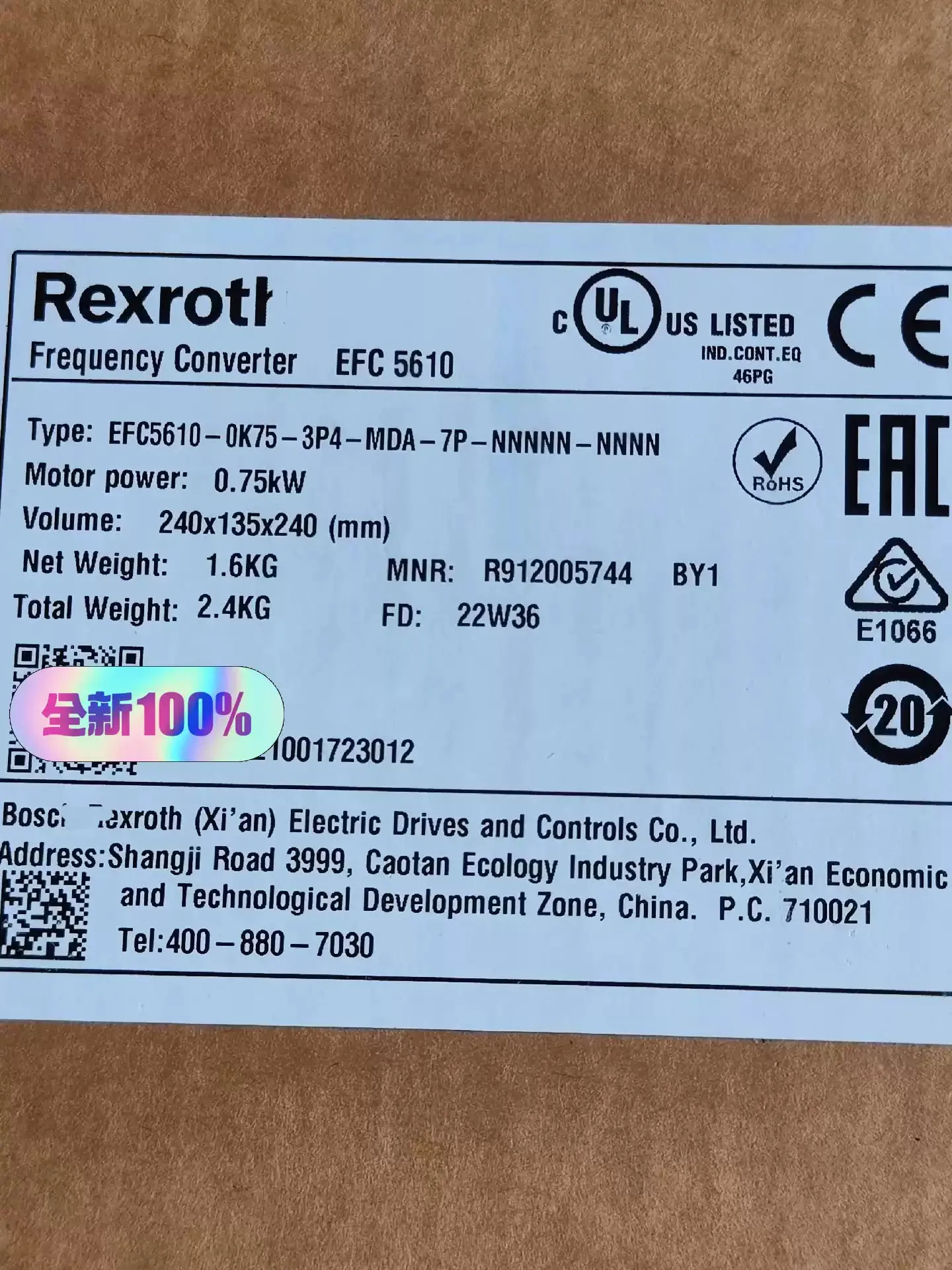 Новый инвертор EFC5610-0K75-3P4-MDA-7P-NNNN-L1NN 0,75 кВт для Rexroth