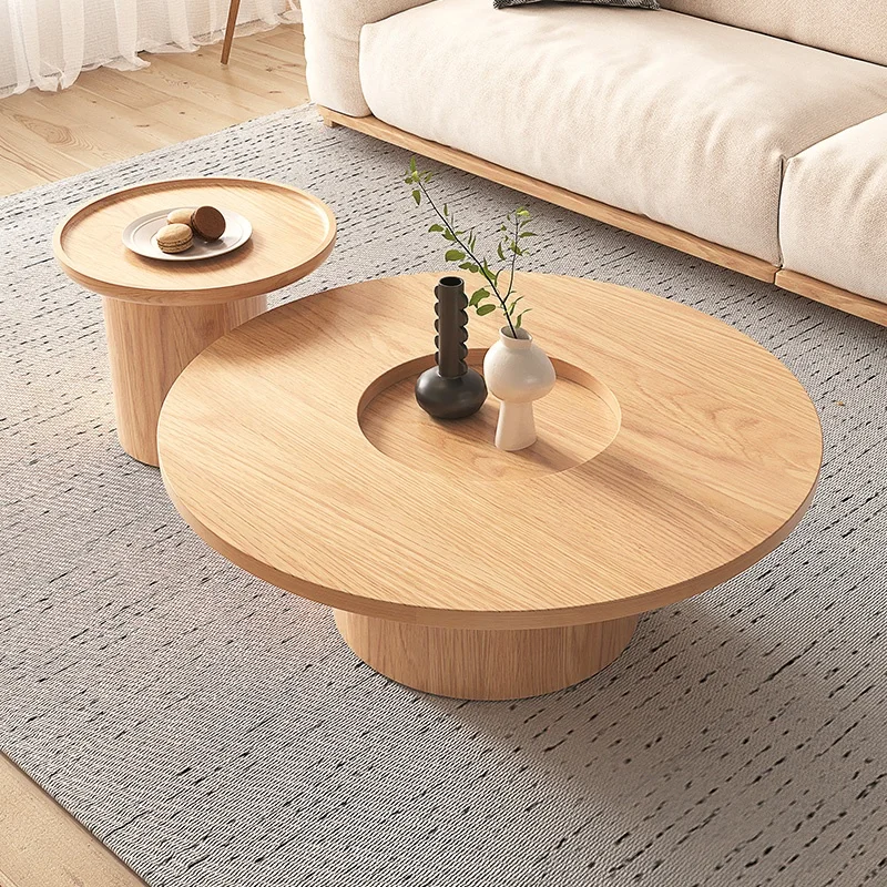 Wood Round Coffee Table Living Room Furniture Factory Hot Sell Japanese Style Solid Modern Picture Wooden Cofee Tea Table